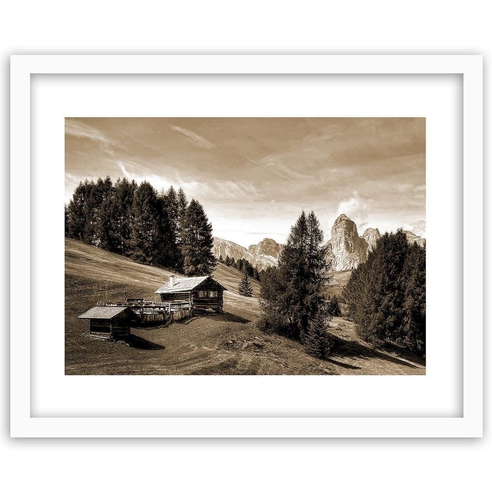 Glezna baltā rāmī - Cabin In The Mountains 1 Home Trends DECO