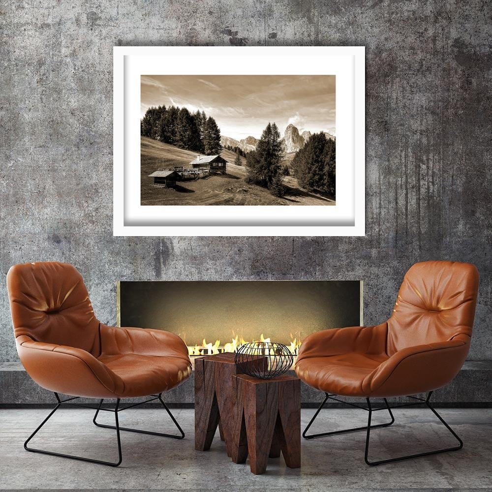 Glezna baltā rāmī - Cabin In The Mountains 1 Home Trends DECO