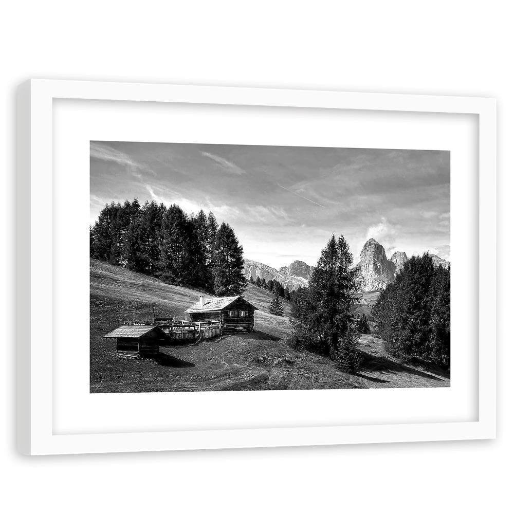 Glezna baltā rāmī - Cabin In The Mountains 2 Home Trends DECO