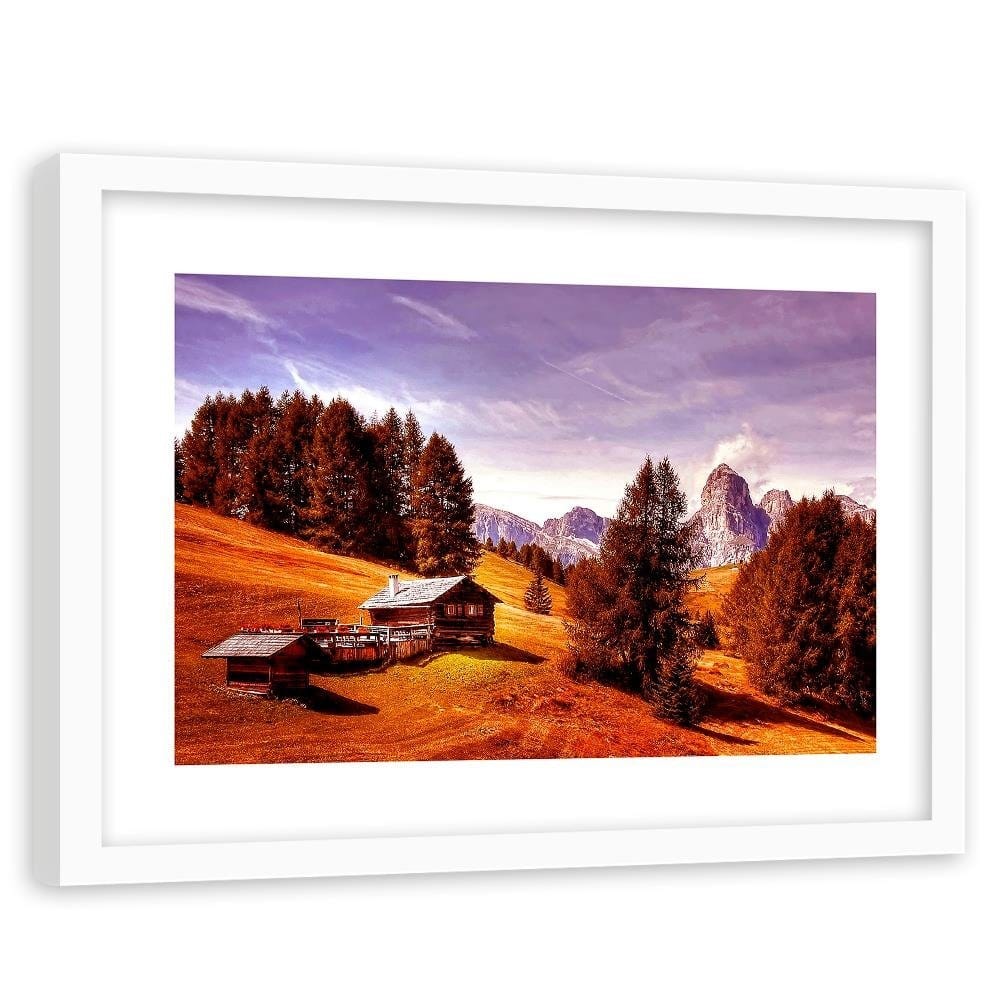 Glezna baltā rāmī - Cabin In The Mountains 3 Home Trends DECO