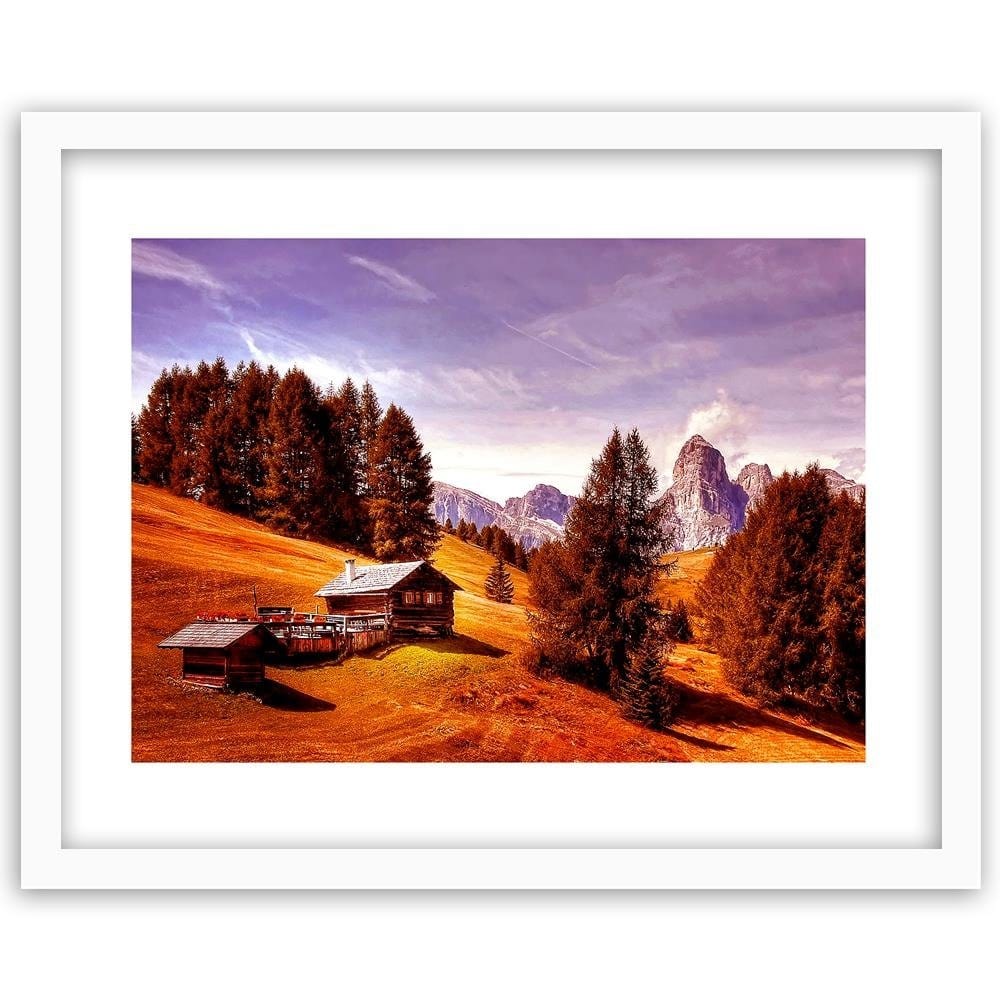 Glezna baltā rāmī - Cabin In The Mountains 3 Home Trends DECO