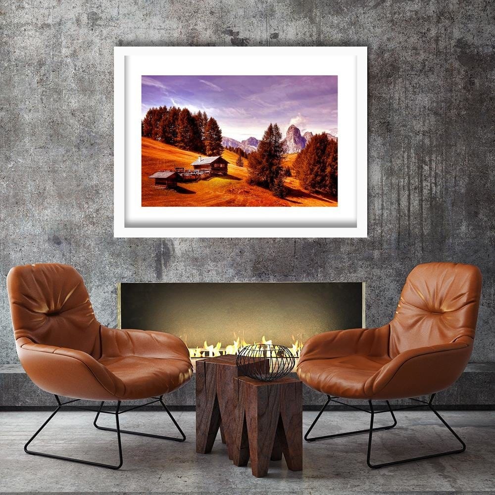 Glezna baltā rāmī - Cabin In The Mountains 3 Home Trends DECO