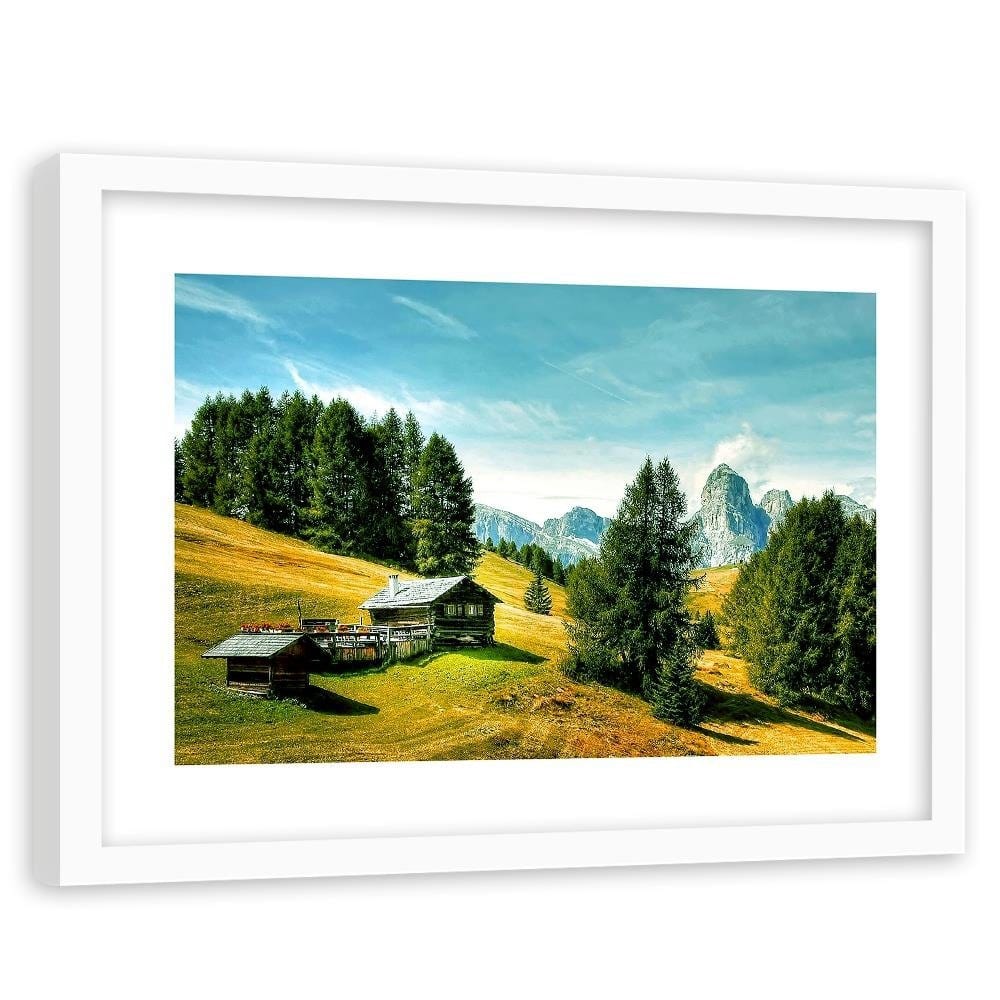 Glezna baltā rāmī - Cabin In The Mountains 4 Home Trends DECO