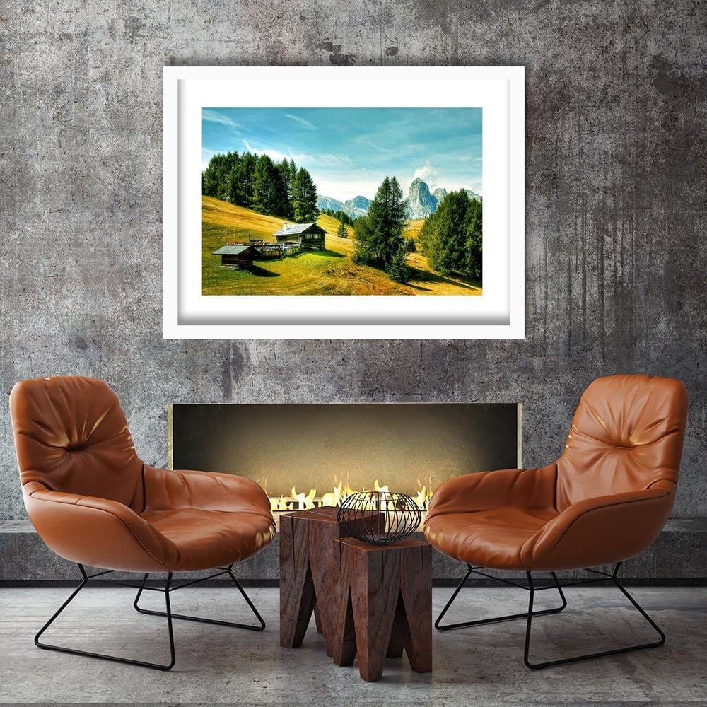 Glezna baltā rāmī - Cabin In The Mountains 4 Home Trends DECO