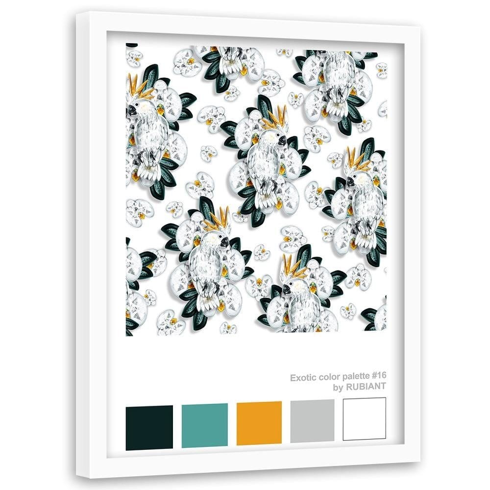 Glezna baltā rāmī - Cacatoes White Home Trends DECO