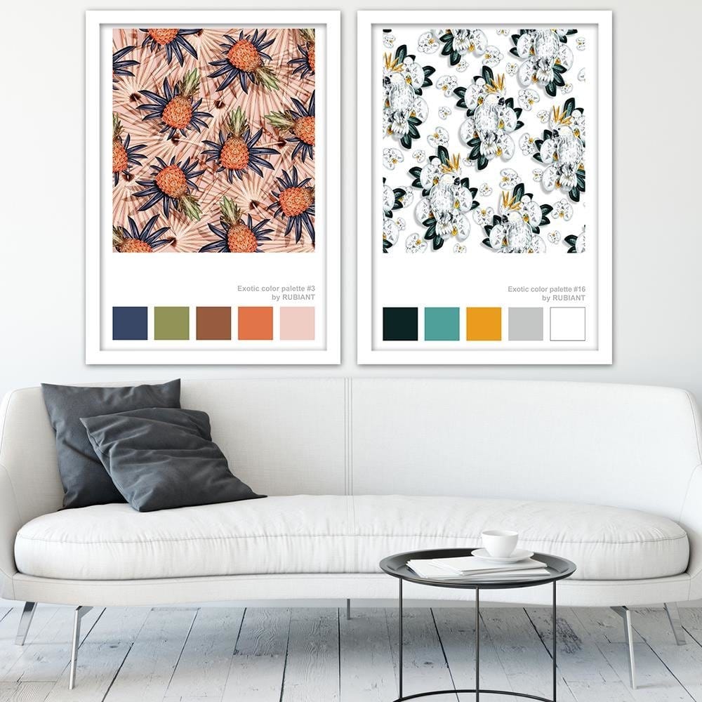 Glezna baltā rāmī - Cacatoes White Home Trends DECO