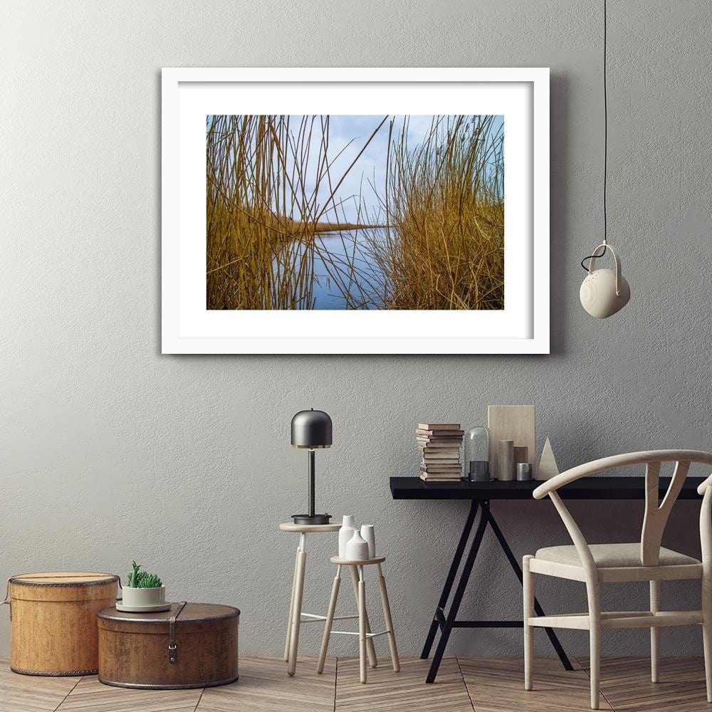 Glezna baltā rāmī - Cane On The Lake Home Trends DECO