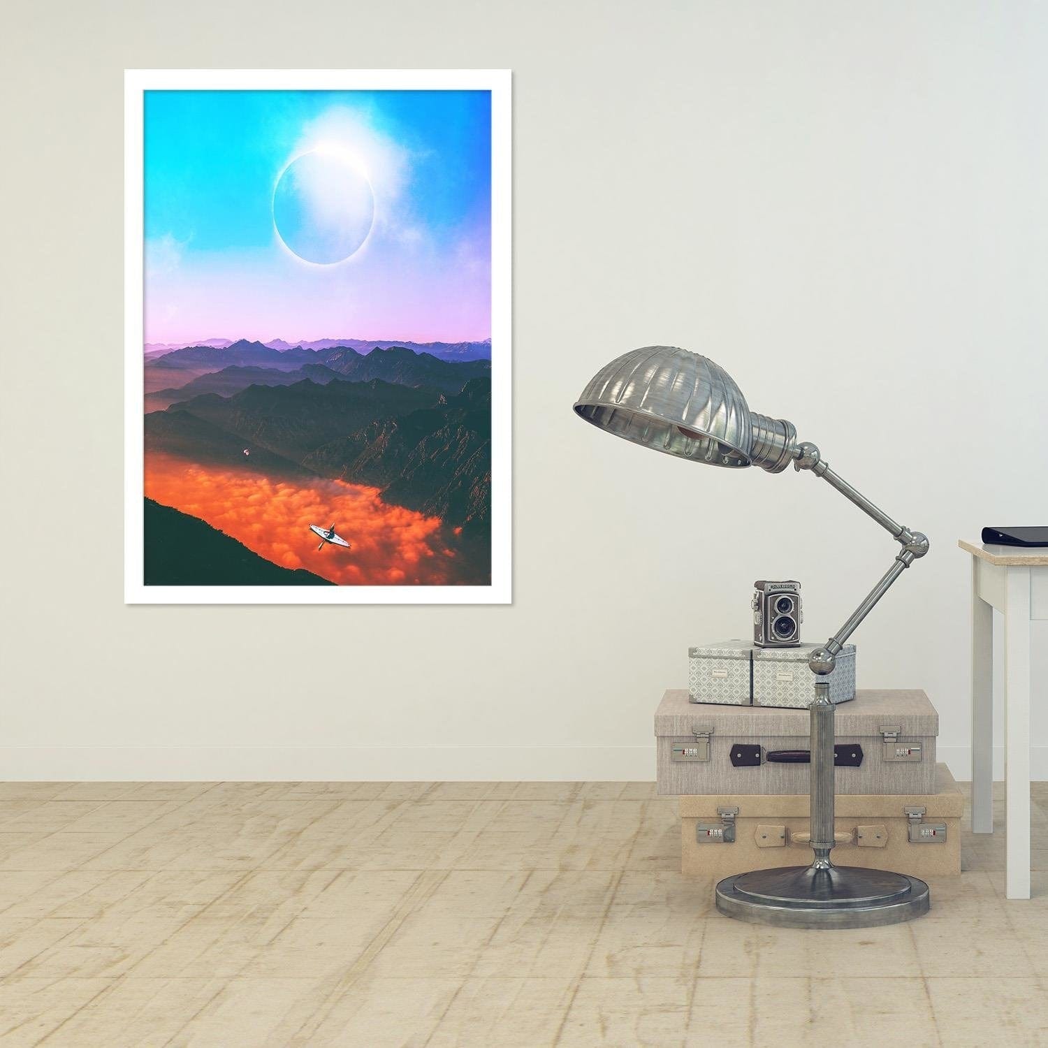 Glezna baltā rāmī - Canoe In The Clouds Home Trends DECO