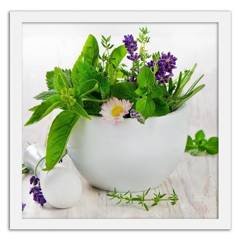 Glezna baltā rāmī - Ceramic mortar with herbs Home Trends DECO