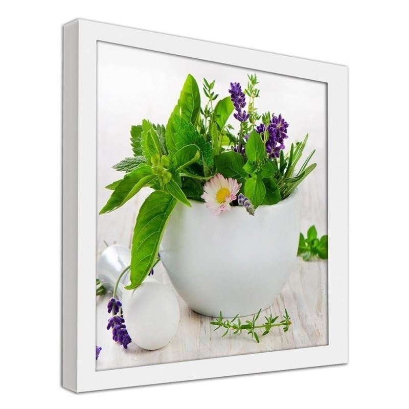 Glezna baltā rāmī - Ceramic mortar with herbs Home Trends DECO