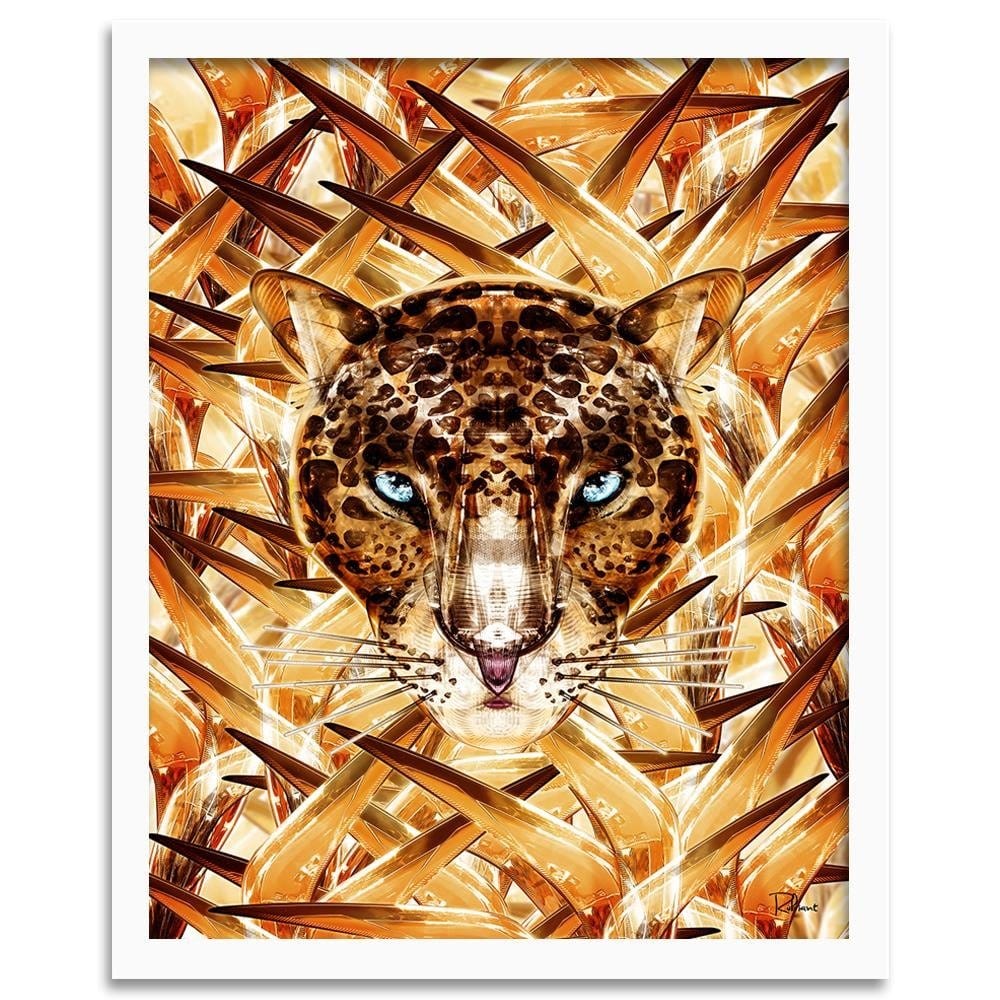 Glezna baltā rāmī - Cheetah Image Animal Print Orange Home Trends DECO