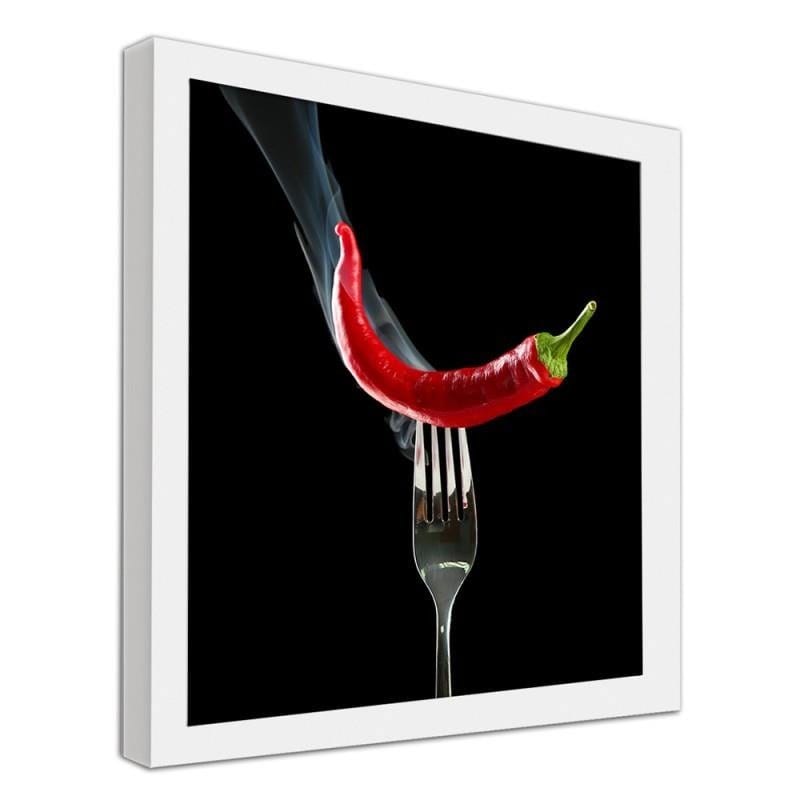 Glezna baltā rāmī - Chili pepper on the fork. Home Trends DECO