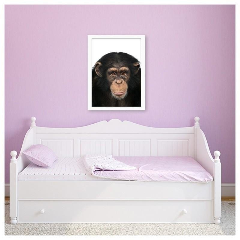 Glezna baltā rāmī - Chimpanzee Home Trends DECO