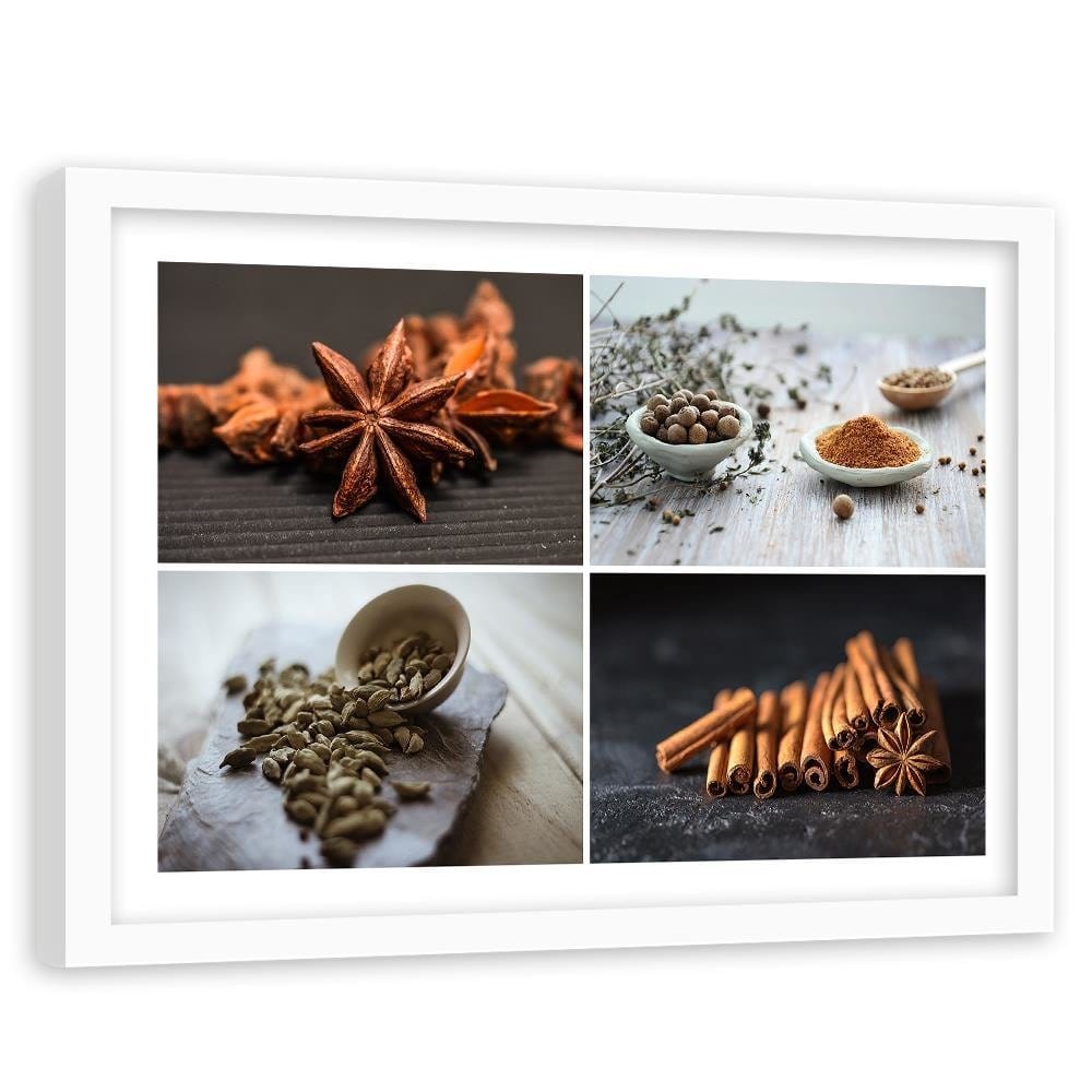 Glezna baltā rāmī - Cinnamon Cardamom Spice Home Trends DECO