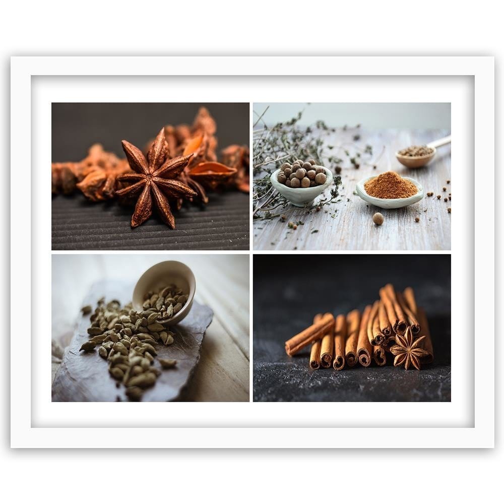 Glezna baltā rāmī - Cinnamon Cardamom Spice Home Trends DECO