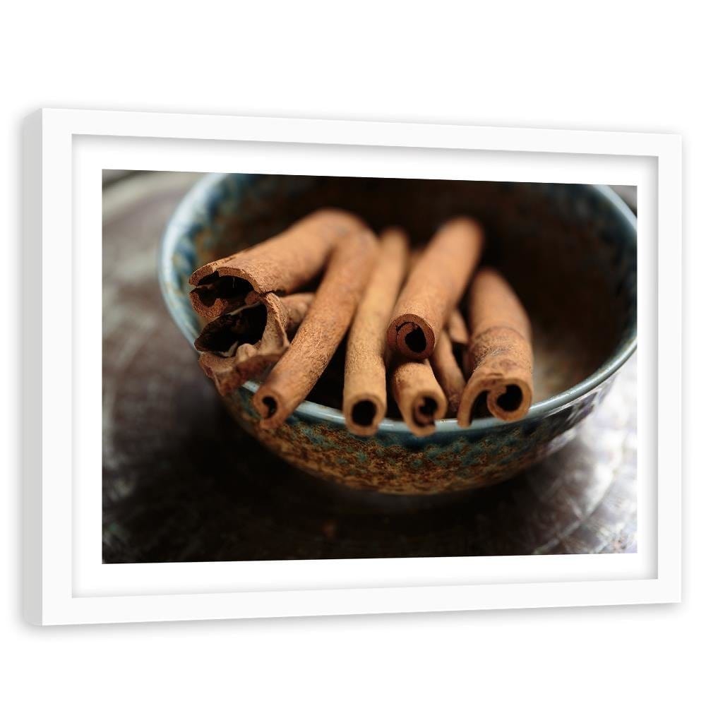 Glezna baltā rāmī - Cinnamon Sticks In A Bowl Home Trends DECO