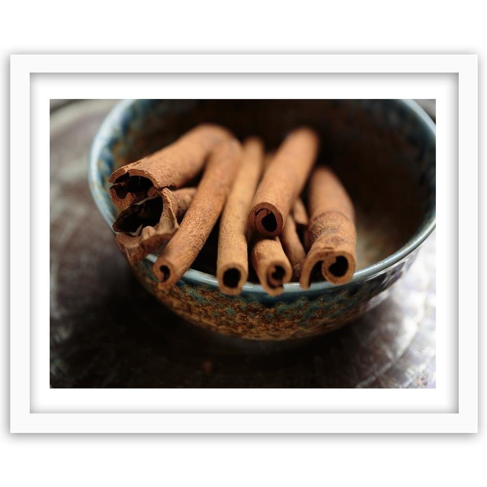 Glezna baltā rāmī - Cinnamon Sticks In A Bowl Home Trends DECO