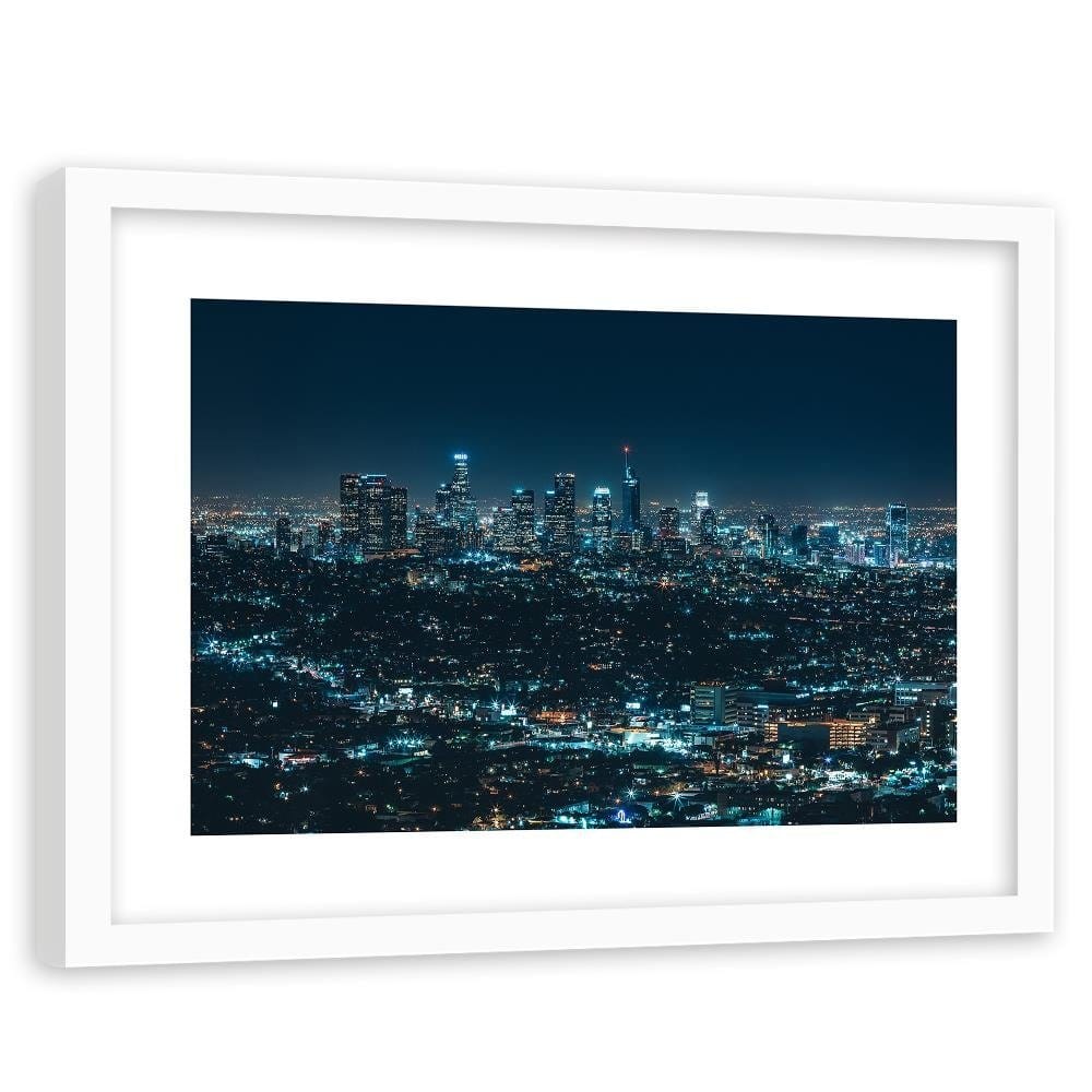 Glezna baltā rāmī - City At Night Home Trends DECO