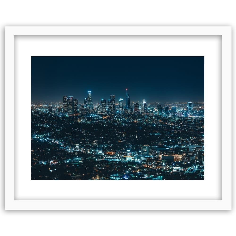 Glezna baltā rāmī - City At Night Home Trends DECO