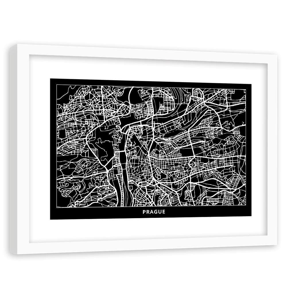 Glezna baltā rāmī - City Plan Prague Home Trends DECO