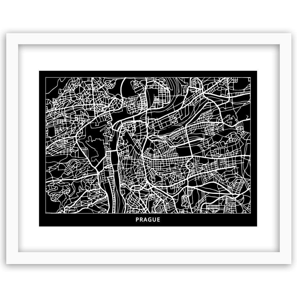 Glezna baltā rāmī - City Plan Prague Home Trends DECO