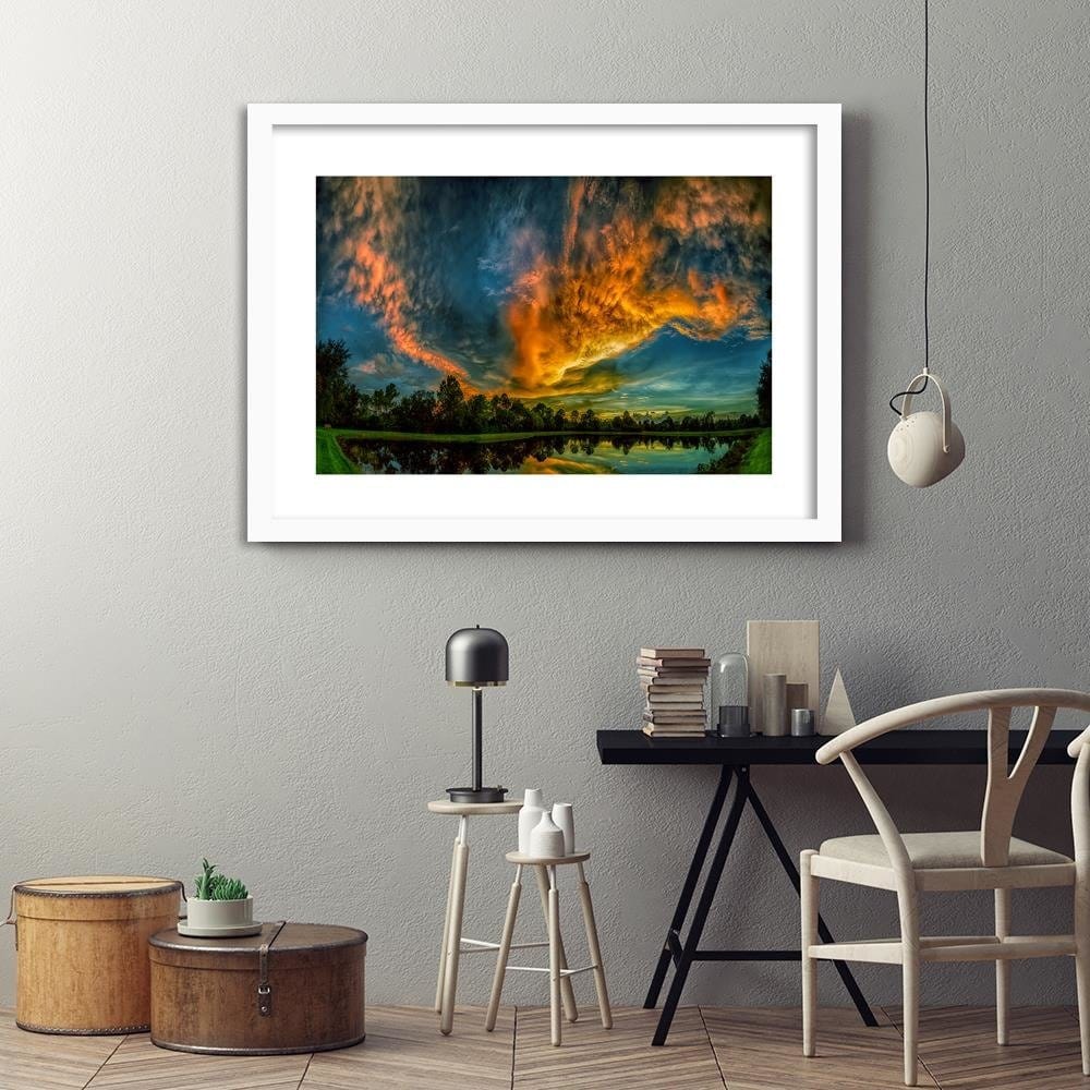 Glezna baltā rāmī - Clouds In The Sky Home Trends DECO