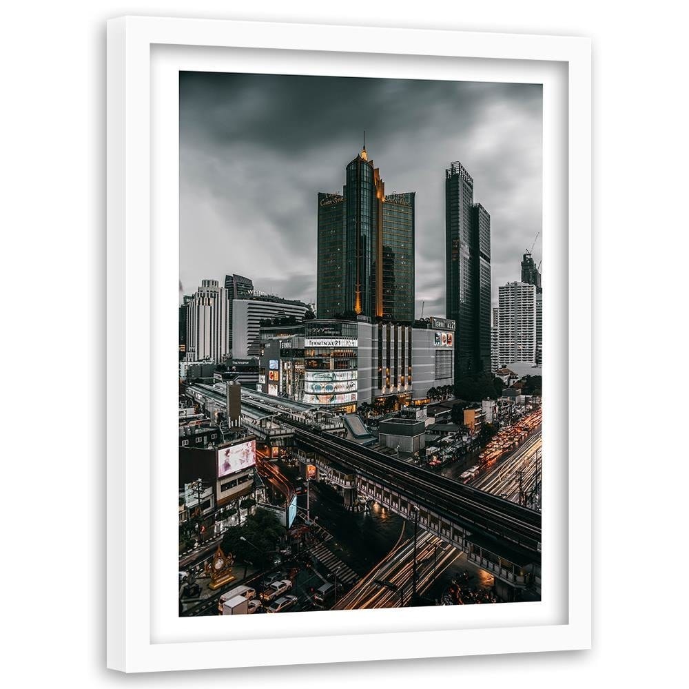 Glezna baltā rāmī - Clouds Over The City Home Trends DECO