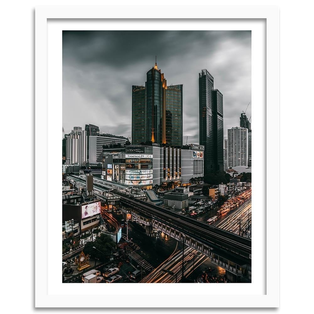 Glezna baltā rāmī - Clouds Over The City Home Trends DECO