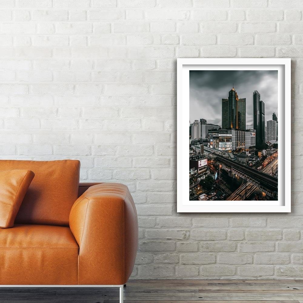 Glezna baltā rāmī - Clouds Over The City Home Trends DECO