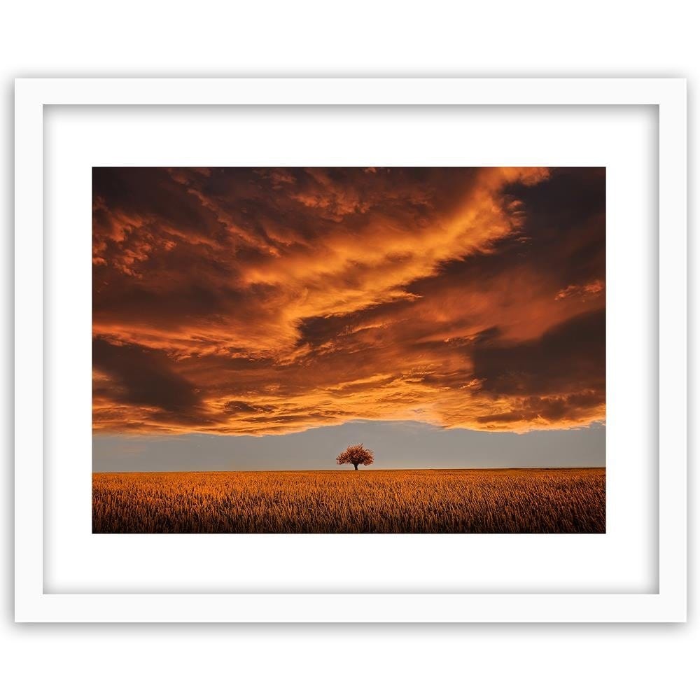 Glezna baltā rāmī - Clouds Over The Field Home Trends DECO