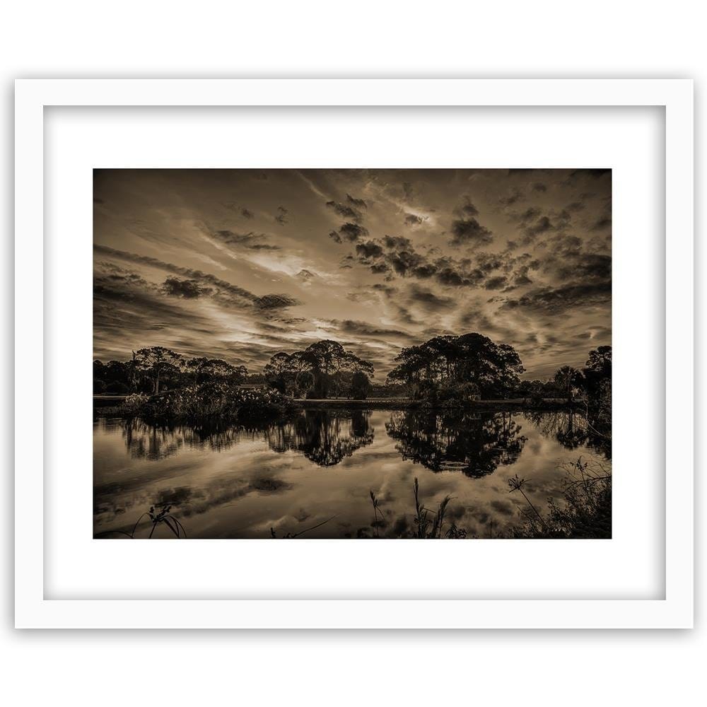 Glezna baltā rāmī - Clouds Over The Lake 1 Home Trends DECO