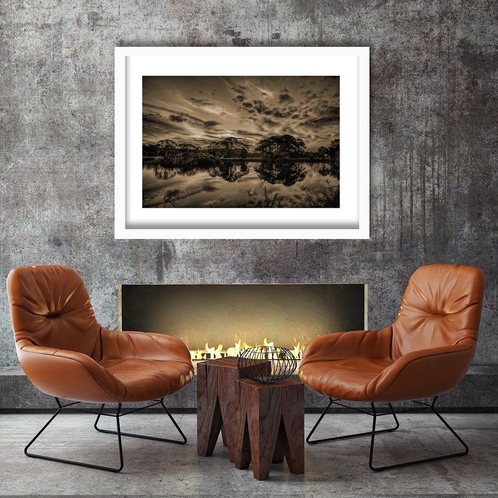 Glezna baltā rāmī - Clouds Over The Lake 1 Home Trends DECO