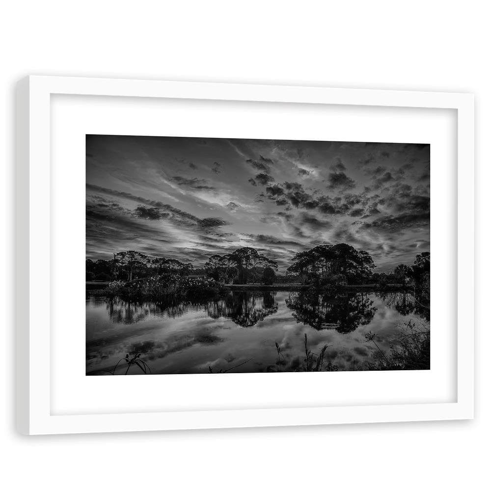 Glezna baltā rāmī - Clouds Over The Lake 2 Home Trends DECO