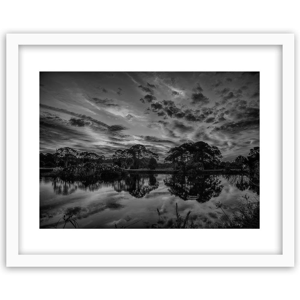 Glezna baltā rāmī - Clouds Over The Lake 2 Home Trends DECO