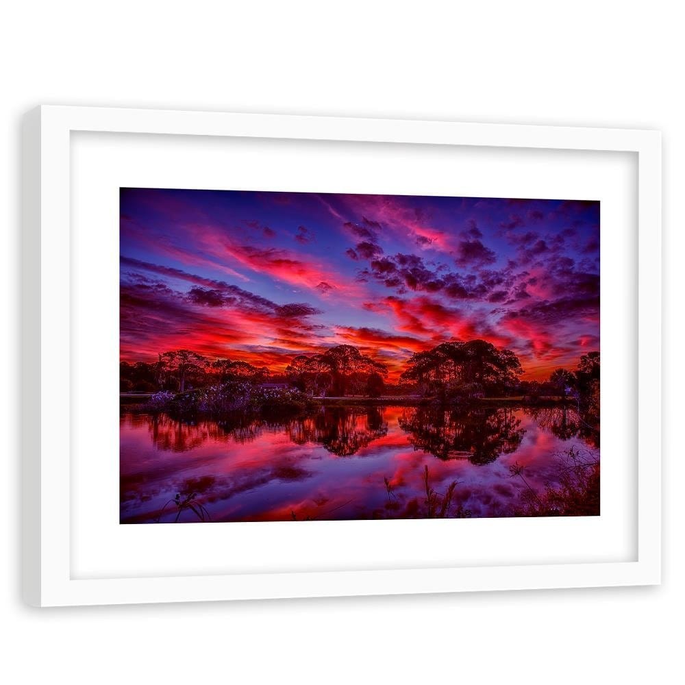 Glezna baltā rāmī - Clouds Over The Lake 3 Home Trends DECO