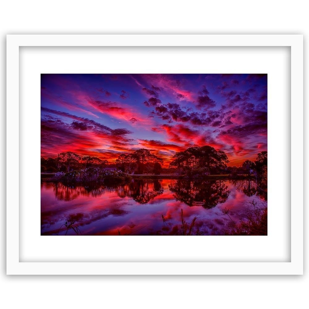 Glezna baltā rāmī - Clouds Over The Lake 3 Home Trends DECO