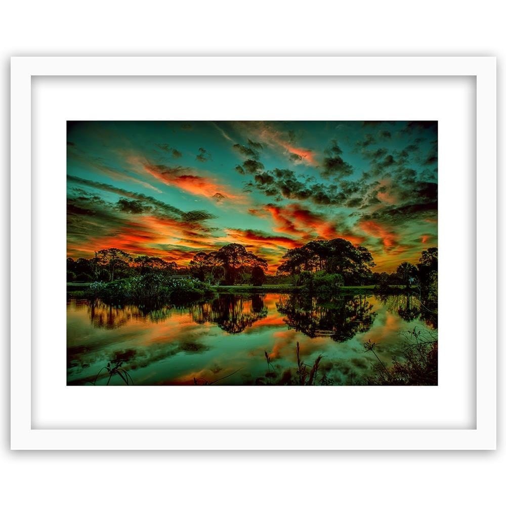 Glezna baltā rāmī - Clouds Over The Lake 4 Home Trends DECO
