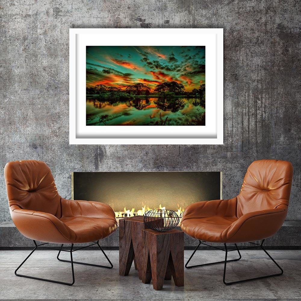 Glezna baltā rāmī - Clouds Over The Lake 4 Home Trends DECO