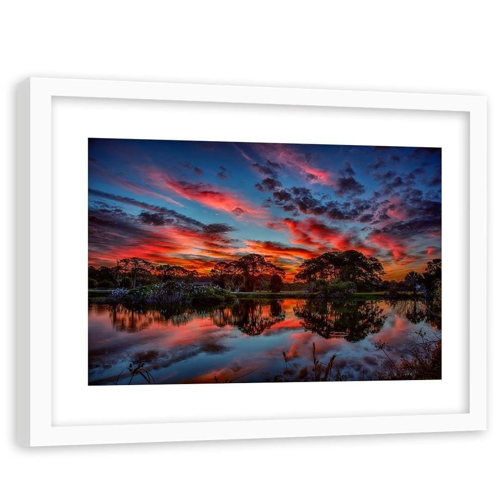 Glezna baltā rāmī - Clouds Over The Lake Home Trends DECO