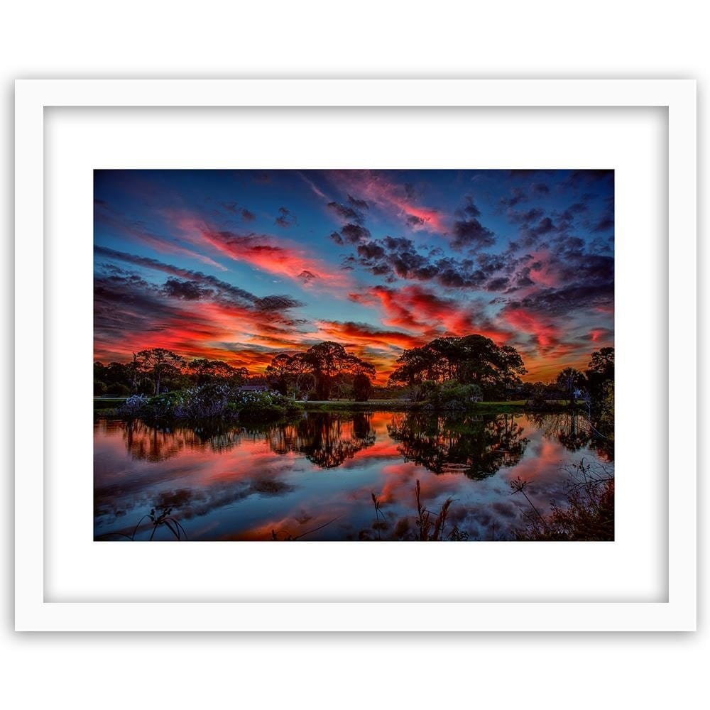 Glezna baltā rāmī - Clouds Over The Lake Home Trends DECO