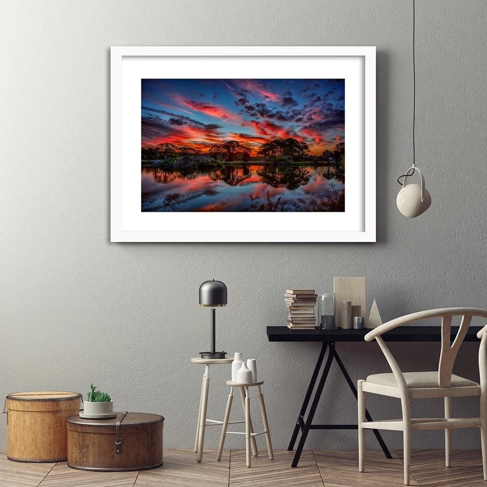 Glezna baltā rāmī - Clouds Over The Lake Home Trends DECO