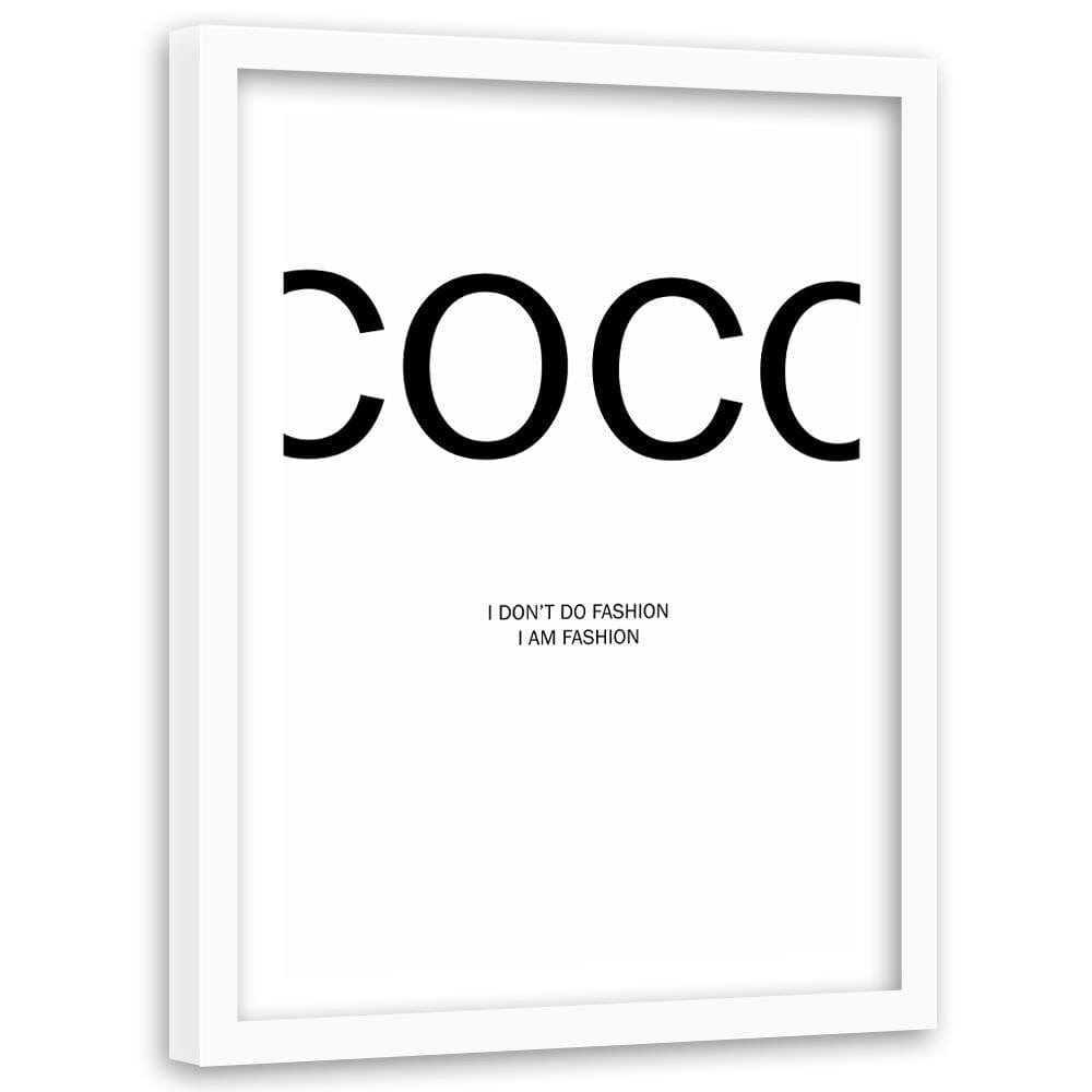 Glezna baltā rāmī - Coco Chanel Quote Home Trends DECO