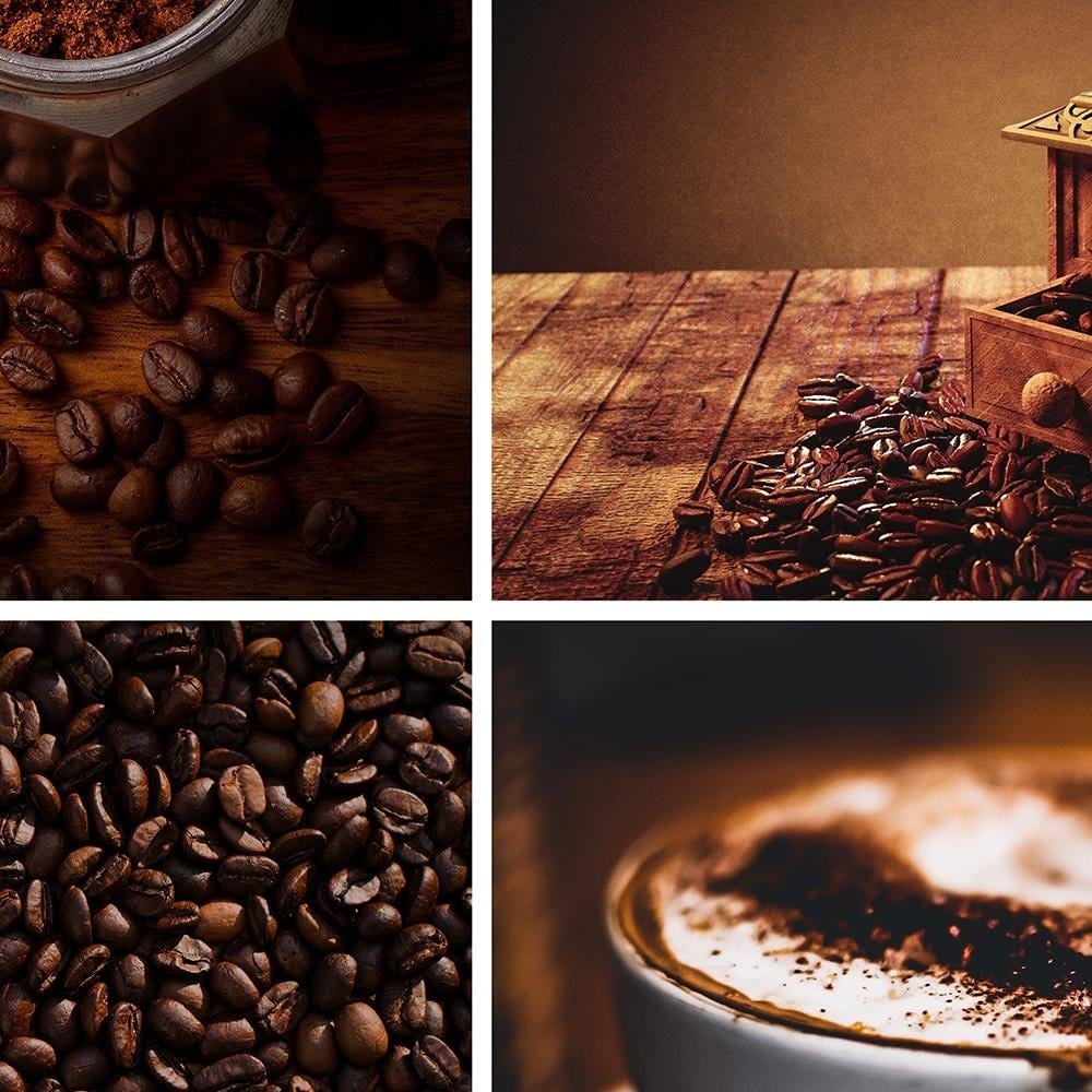 Glezna baltā rāmī - Coffee Beans And Coffee Grinder Home Trends DECO