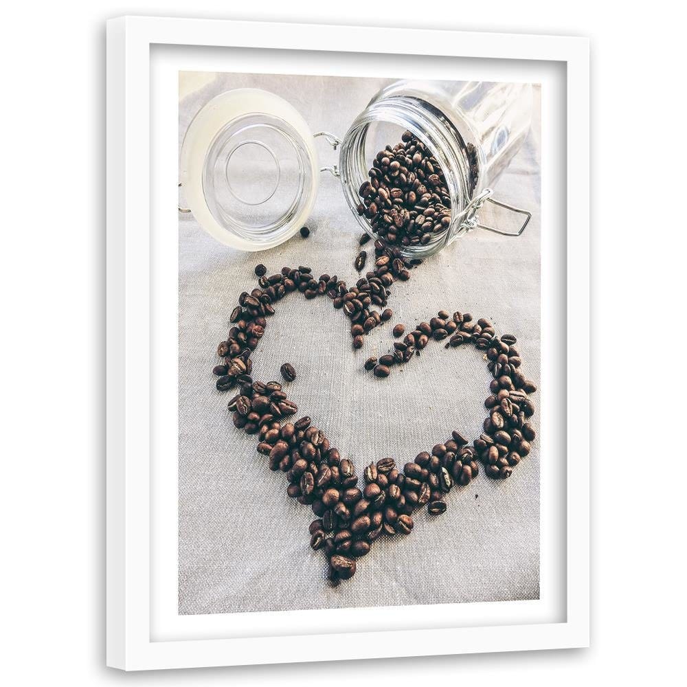 Glezna baltā rāmī - Coffee Love Home Trends DECO