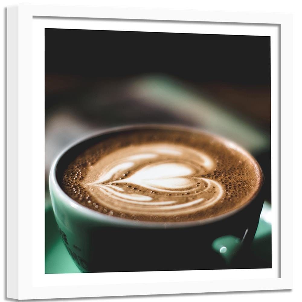 Glezna baltā rāmī - Coffee With Heart Home Trends DECO