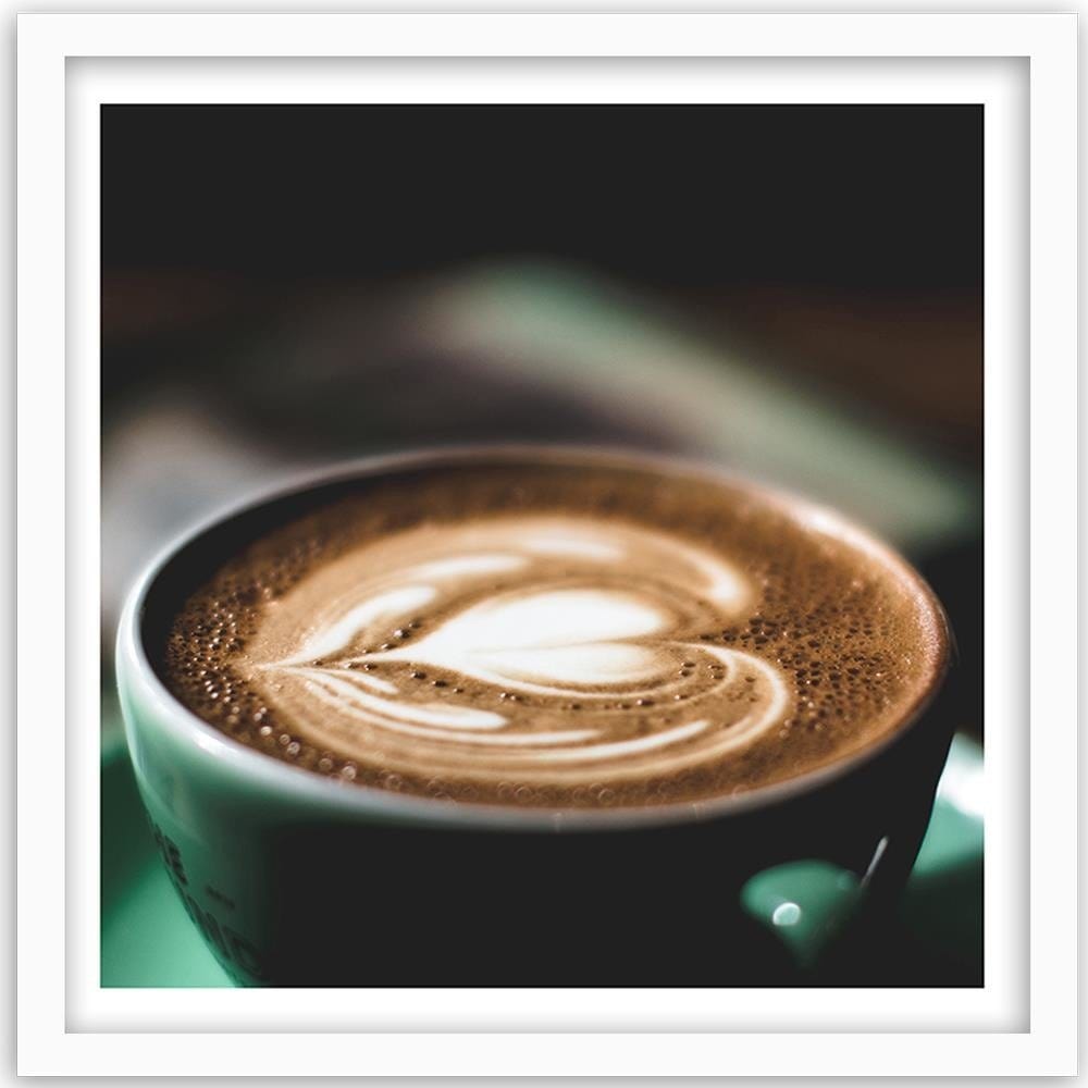 Glezna baltā rāmī - Coffee With Heart Home Trends DECO