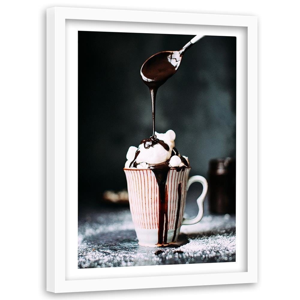 Glezna baltā rāmī - Coffee With Marshmallows Home Trends DECO