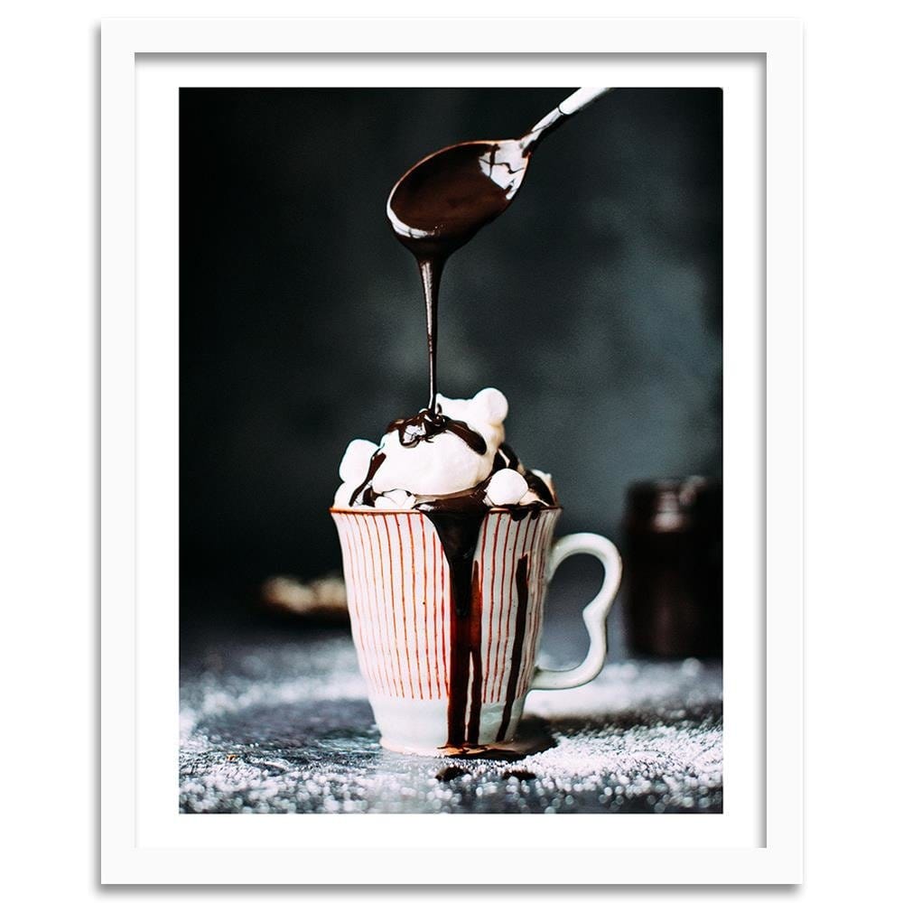Glezna baltā rāmī - Coffee With Marshmallows Home Trends DECO