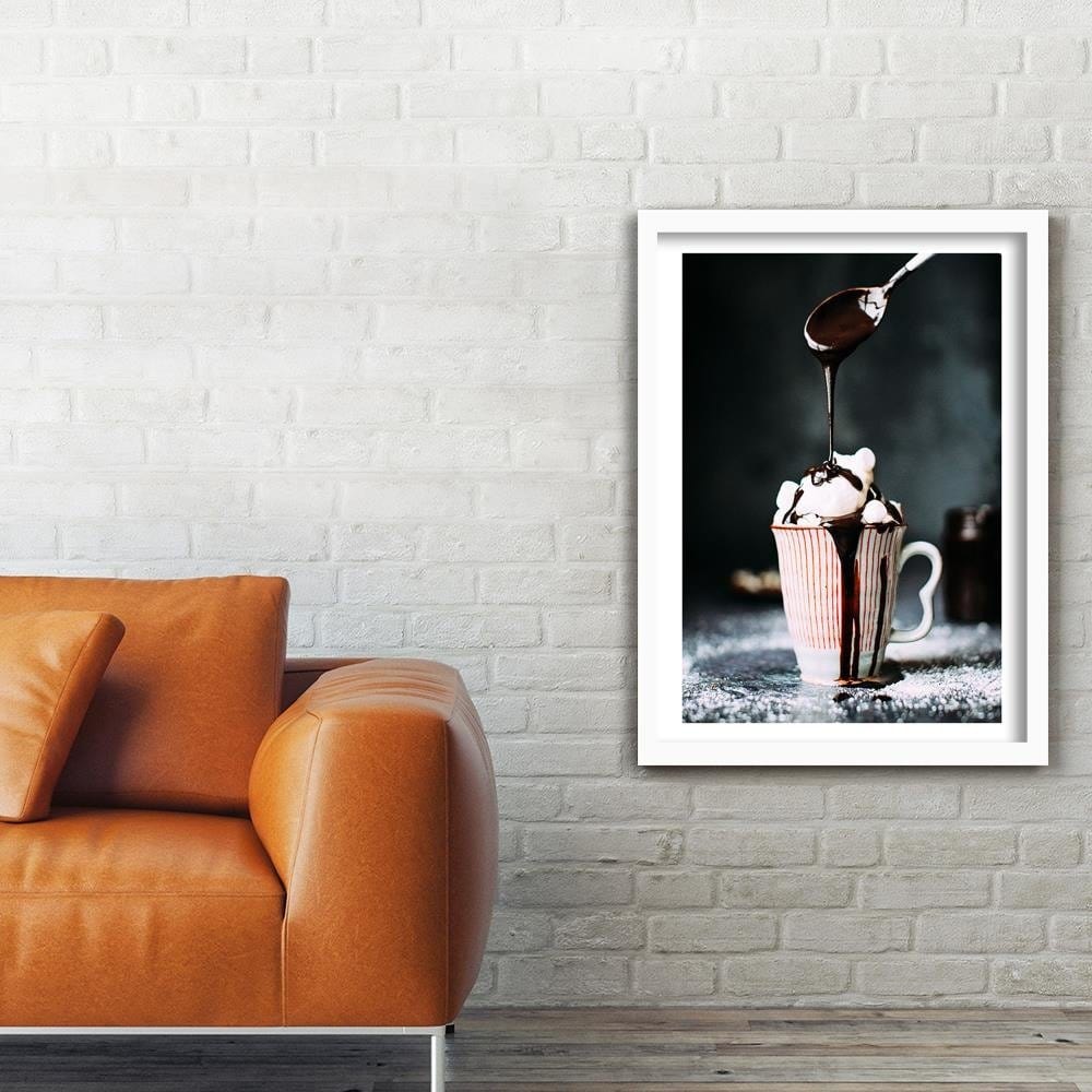 Glezna baltā rāmī - Coffee With Marshmallows Home Trends DECO