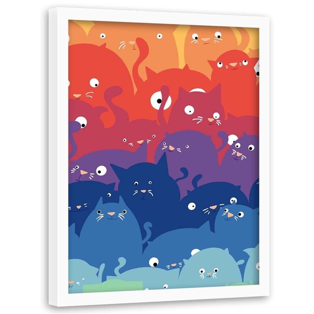 Glezna baltā rāmī - Colored Cats Home Trends DECO